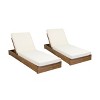 Christopher Knight Home Ian Acacia Wood Armless Adjustable Chaise Lounge with 4" Thick Cushion - 2 of 4