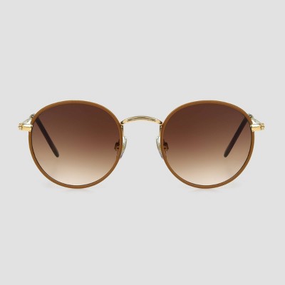 Brown Tortoiseshell Gold Metal Edge Sunglasses