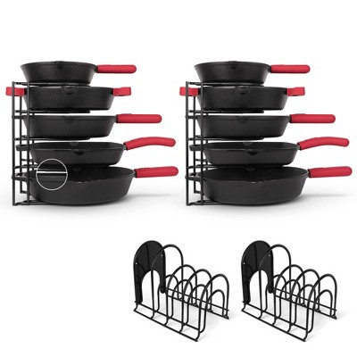 Cuisinel Pan Organizer - 2-PACK of Silicone-Coated Non-Slip 12" Heavy Duty Skillet Rack