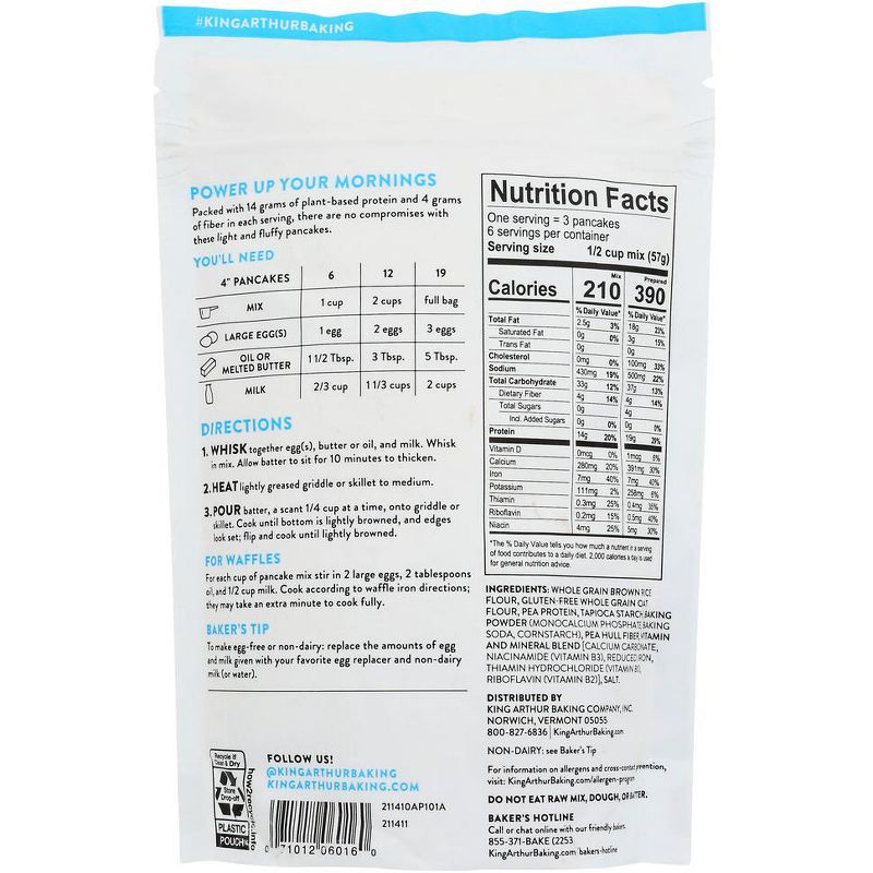 King Arthur Baking Company Gluten Free Protein Pancake Mix - Case of 6/12 oz, 3 of 7