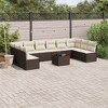 vidaXL Garden Sofa Set Brown with Cream White Cushions - 2 of 4