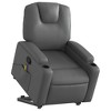 vidaXL Power Lift Massage Recliner Chair - Manual Reclining, Vibrating Massage, Cup Holders, Faux Leather, Electric Stand-Up Aid, Gray - 3 of 4