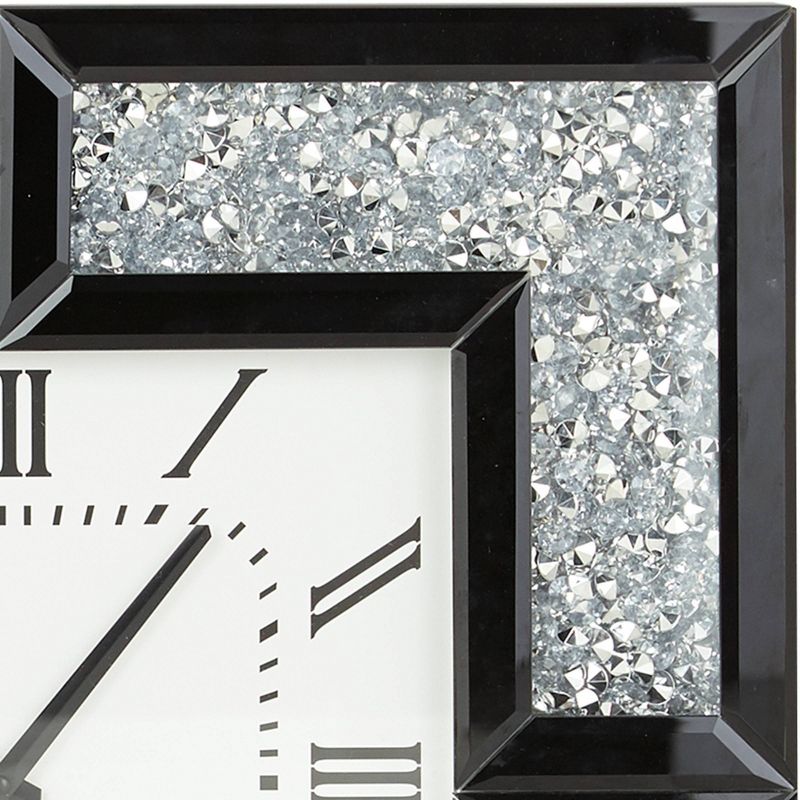 20&#34;x20&#34; Glass Mirrored Wall Clock with Floating Crystals Black - Olivia &#38; May, 4 of 8