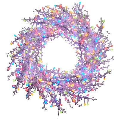 GE 28-in Hanging Winterberry Branch Wreath with Color Changing LED Lights