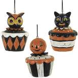 Holiday Ornament 3.25" Halloween Cupcake Pumpkin Owl Black Cat  -  Tree Ornaments