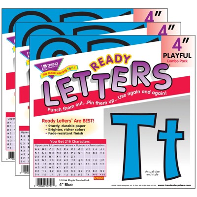 TREND Blue 4" Playful Combo Ready Letters®, 3 Packs