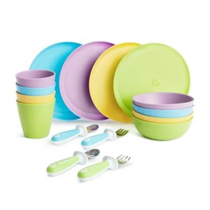 16-Piece Toddler Dining Set ¨C Plates, Bowls, Cups & Utensils, Multi-Color, BPA-Free, Ergonomic Design - 1 of 2