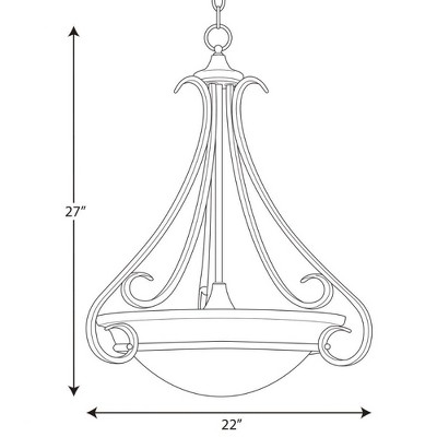 Torino Brushed Nickel 3-Light Inverted Pendant with Etched Glass Bowl