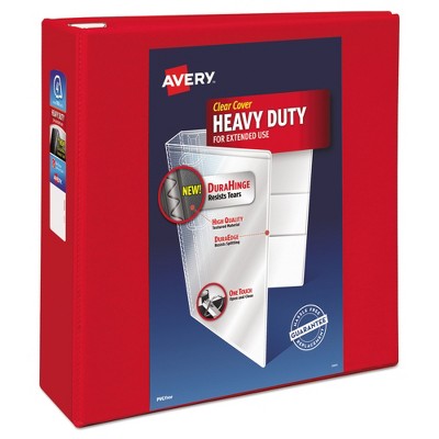 Avery Heavy-Duty View Ring Binder with Locking 1-Touch EZD Rings, 4" Cap, Red