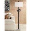 360 Lighting Ammon Rustic 66 3/4" Tall Standing Floor Lamp Sculpture Pull Chain Black Faux Wood Finish Living Room Bedroom House Reading Office - 2 of 4