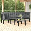 vidaXL Patio Furniture Set Outdoor Loveseat Sofa Black and Gray Poly Rattan - 2 of 4