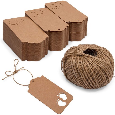 Ulight 200 Set Gift Tags with String, Kraft Paper Blank Marking Tags with  Safety Pins, Name Tags for Gift Bags Label Clothes Arts and Crafts