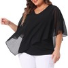 Agnes Orinda Women's Plus Size V Neck Short Sleeve Flowy Double Layered Irregular Chiffon Blouses - image 2 of 4