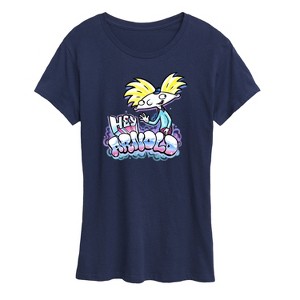 Women's - Hey Arnold! - Airbrush Arnold Short Sleeve Graphic T-Shirt - 1 of 4