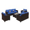 5-Piece Outdoor Patio Furniture Set, 7-Seat PE Rattan Sectional Sofa with Storage Table & Water-Repellent Cushions, Patio Conversation Set - 2 of 4