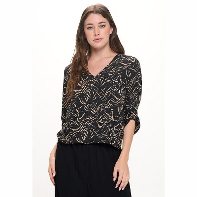 WEST K Women's Alexa Surplice V-Neck Rolltab Blouse