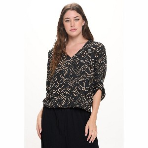 WEST K Women's Alexa Surplice V-Neck Rolltab Blouse - 1 of 4