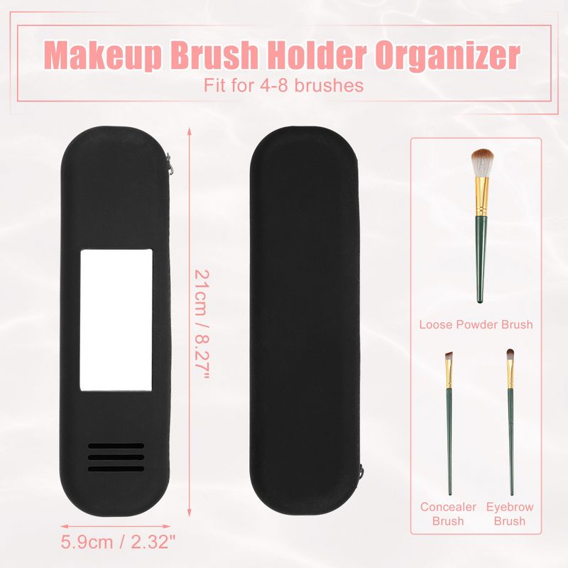 Unique Bargains Travel Silicone Makeup Brush Bag with Mirror, 5 of 7