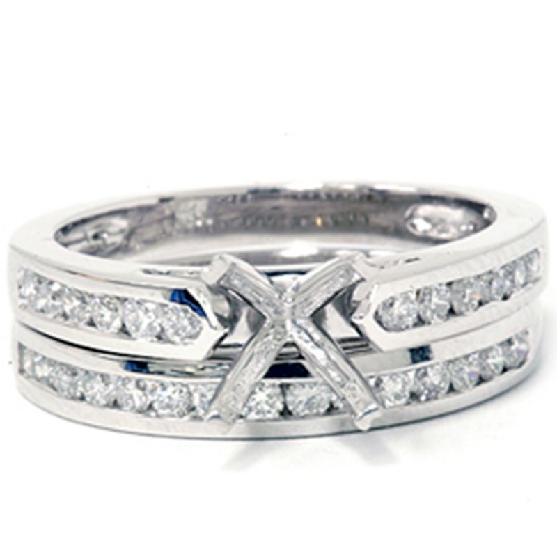 Pompeii3 1/2ct Cathedral Diamond Channel Set Rings 14K White Gold, 1 of 5