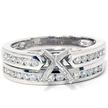 Pompeii3 1/2ct Cathedral Diamond Channel Set Rings 14K White Gold
