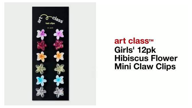 Girls&#39; 12pk Hibiscus Flower Mini Claw Clips - art class&#8482;, 2 of 6, play video