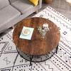 SUGIFT 2-Tier Round Coffee Table Rustic Accent Table with Wooden Tabletop and Padded Feet - image 4 of 4