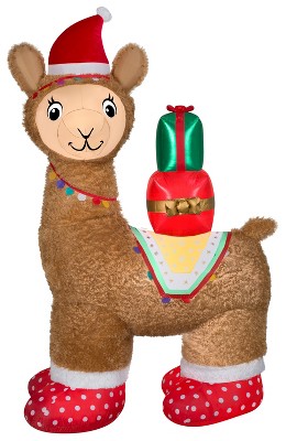 Gemmy Christmas Airblown Inflatable Mixed Media Luxe Alpaca, 7 ft Tall, Multi