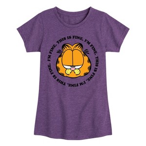 Girls' - Garfield - I'm Fine This Is Fine Fitted Short Sleeve Graphic T-Shirt - 1 of 4