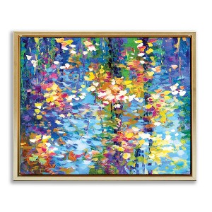 Stupell Industries Colorful Reflections Lake Flowers Floating Frame Canvas Art - 1 of 4