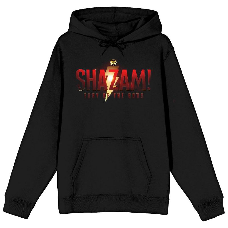 Shazam 2: Fury Of The Gods Logo Long Sleeve Women's Black Hooded Sweatshirt, 1 of 4