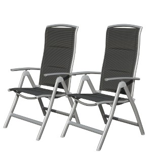 YUHAO 2PCS Adjustable High Back Soft Cotton-Padded Seat，Outdoor Portable Reclining Patio Chairs for Garden Camping Poolside Beach Deck，Dark Gray - 1 of 4