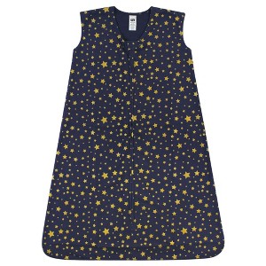 Hudson Baby Infant Cotton Sleeveless Wearable Sleeping Bag, Sack, Blanket, Gold Navy Star - 1 of 1