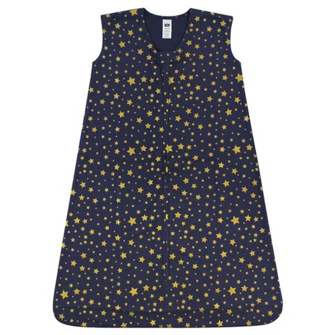 Hudson Baby Infant Cotton Sleeveless Wearable Sleeping Bag, Sack, Blanket, Gold Navy Star - image 1 of 1