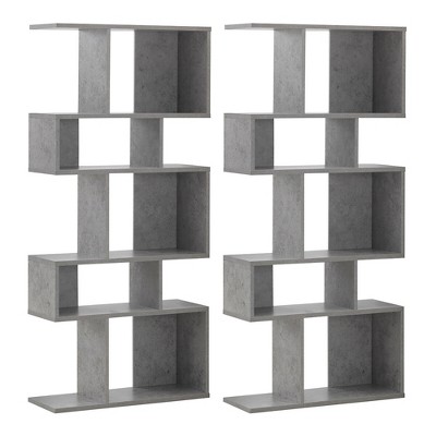 Tangkula Set of 2 5 Cubes Ladder Shelf Freestanding Bookshelf Display Rack Bookcase