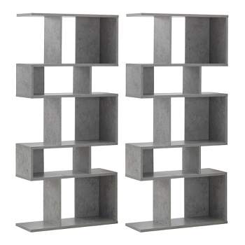 Tangkula 2 PCS 5 Cubes Ladder Shelf Freestanding Bookshelf Display Rack Bookcase