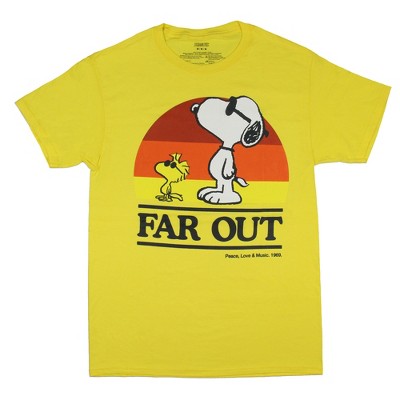 Peanuts Men's Snoopy Woodstock Far Out Adult Crewneck Short Sleeve T-Shirt