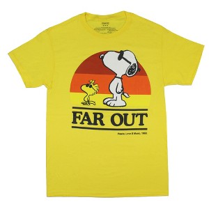 Peanuts Men's Snoopy Woodstock Far Out Adult Crewneck Short Sleeve T-Shirt - 1 of 3