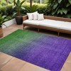 Green Purple And Charcoal Ombre Washable Indoor Outdoor Area Rug - 2 of 4