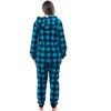 Just Love Womens One Piece Buffalo Plaid Adult Bodysuit Faux Sherling Lined Hoody Pajamas - 3 of 4
