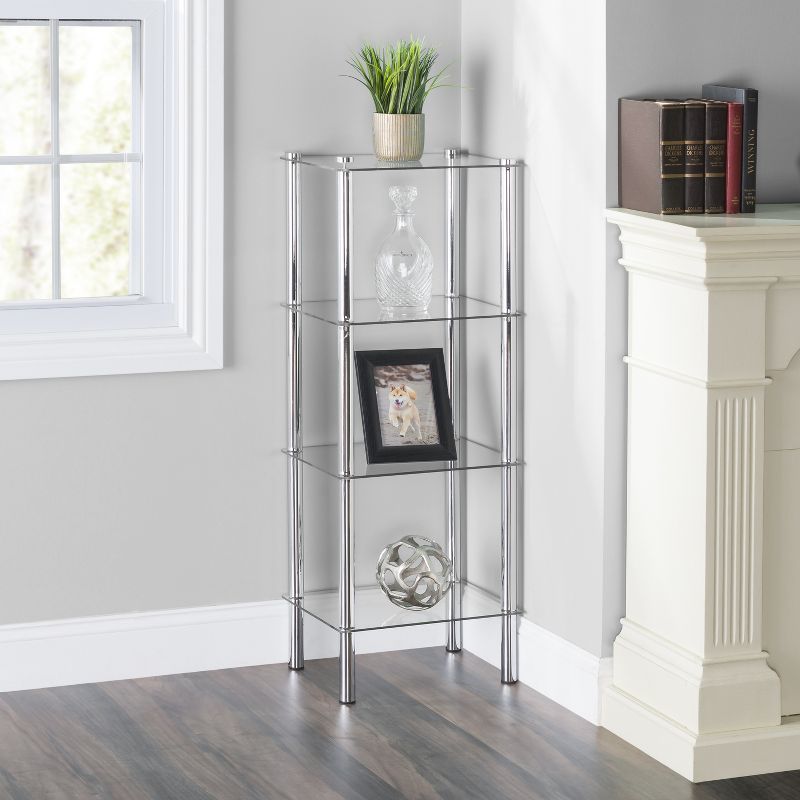 Home Basics 4 Tier Multi Use Rectangle Glass Corner Shelf, Clear, 2 of 3