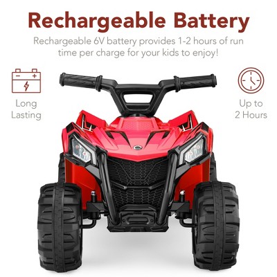 Red 6V Kids Ride-On Quad ATV with Treaded Tires