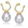 Guili Sterling Silver Gold Plated Hook Earrings with Freshwater Pearls, a versatile design for elevating outfits on any occasions. - 2 of 3