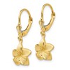 Black Bow Jewelry 11mm Satin and Diamond Cut Plumeria Dangle Earrings in 14k Yellow Gold - 2 of 4
