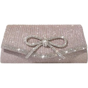 Bow Evening Bag Sparkly Clutch Purses for Women Wedding Glitter Rhinestone Party Prom Purse - 1 of 4