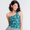 Calypsa Women's Plus Size One Shoulder Layla Crop Swim Top WIth Built In Bra - 4 of 4