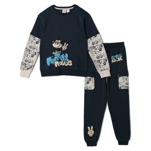 Disney Mickey Mouse Fleece Pullover Sweatshirt and Pants Outfit Set Toddler - 1 of 4