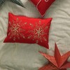 TopComfy Support Pillow Snowflake Beadwork and Christmas Embroidery Lumbar Pillow for Holiday Decor, Red, 24"*16"*2" - 2 of 4