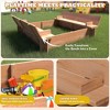 Large Wooden Cedar Sand Box, Wooden Octagon Kids Sandbox with Cover, Sandpit with 4 Benches and Bottom Liner Covered Sand Box for Kids Outdoor - 3 of 4