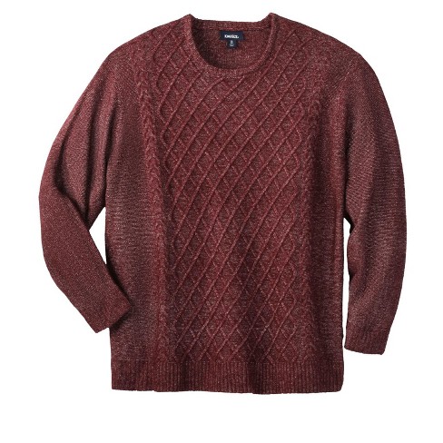 Kingsize Men s Big Tall Soft Cable Knit Crewneck Sweater 5xl Oxblood Marl Target