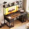 Aheaplus 47-55 inch Computer Desk with with 3 Drawers and Storage Shelves - 2 of 4
